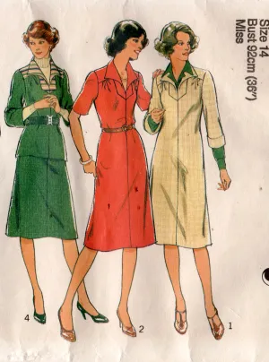 Style 2001 Womens Pullover Dress Top & Skirt 1970s Vintage Sewing Pattern Size 14 Bust 36 inches