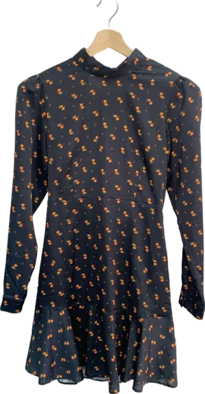 Style Cheat Black Floral Long-Sleeved Dress UK 8