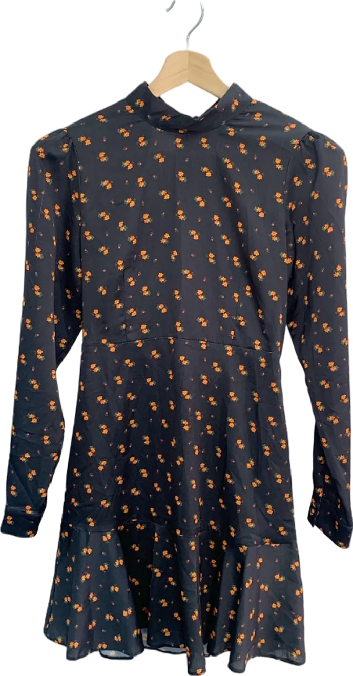 Style Cheat Black Floral Long-Sleeved Dress UK 8