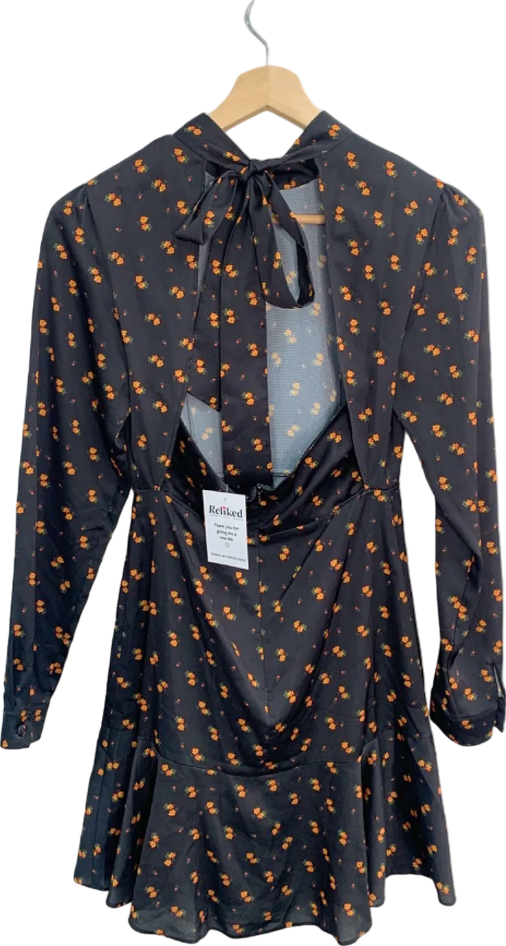 Style Cheat Black Floral Long-Sleeved Dress UK 8