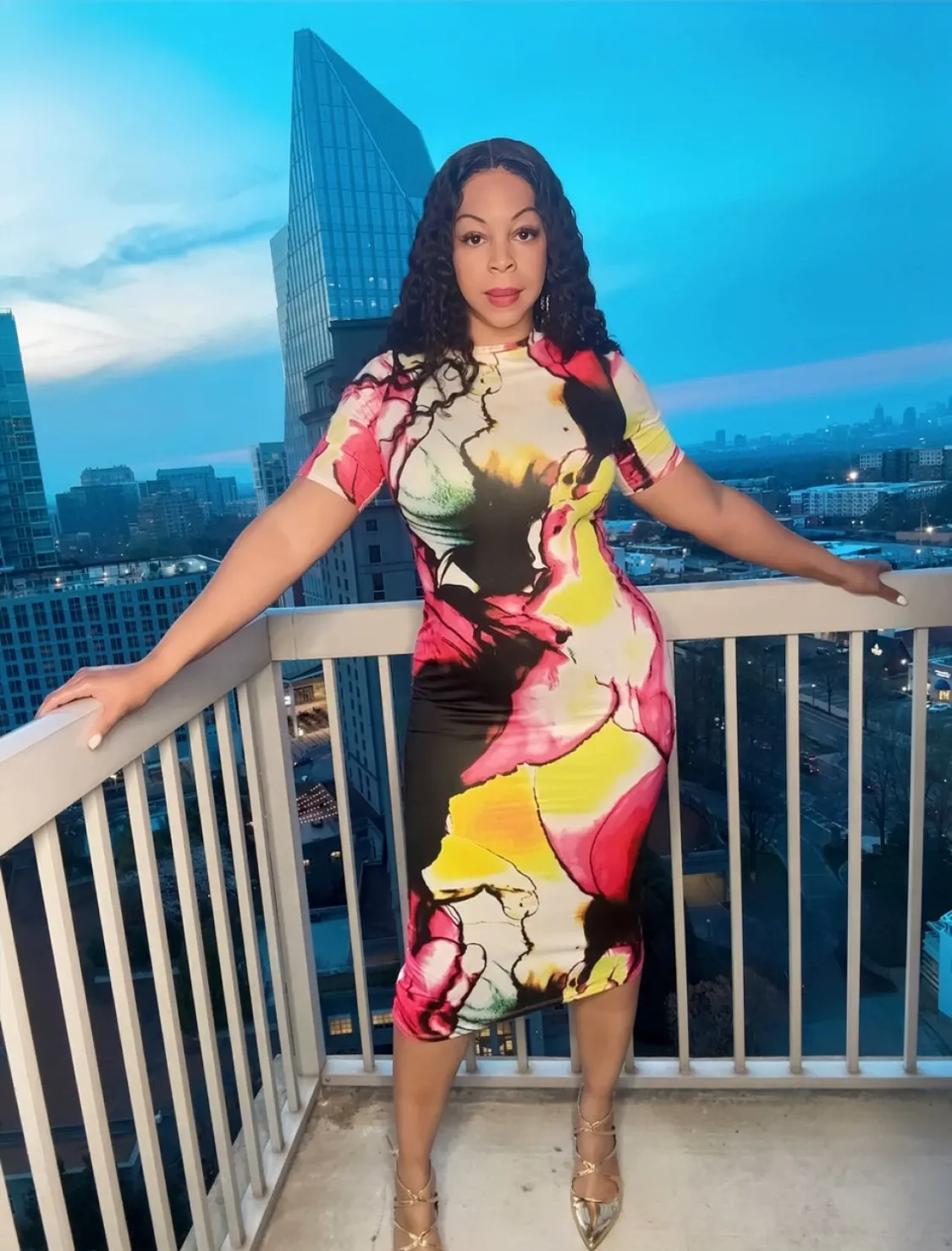 Summer Clearance! Marble Body Con Midi Dress