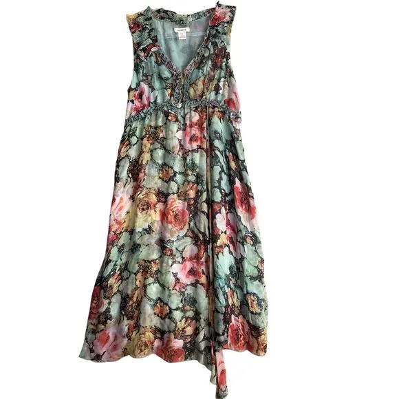 Sundance 100% Silk Floral Flowy Fairy core Fit &amp; Flair Dress Womens Sz M Easter