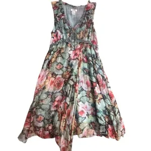 Sundance 100% Silk Floral Flowy Fairy core Fit &amp; Flair Dress Womens Sz M Easter