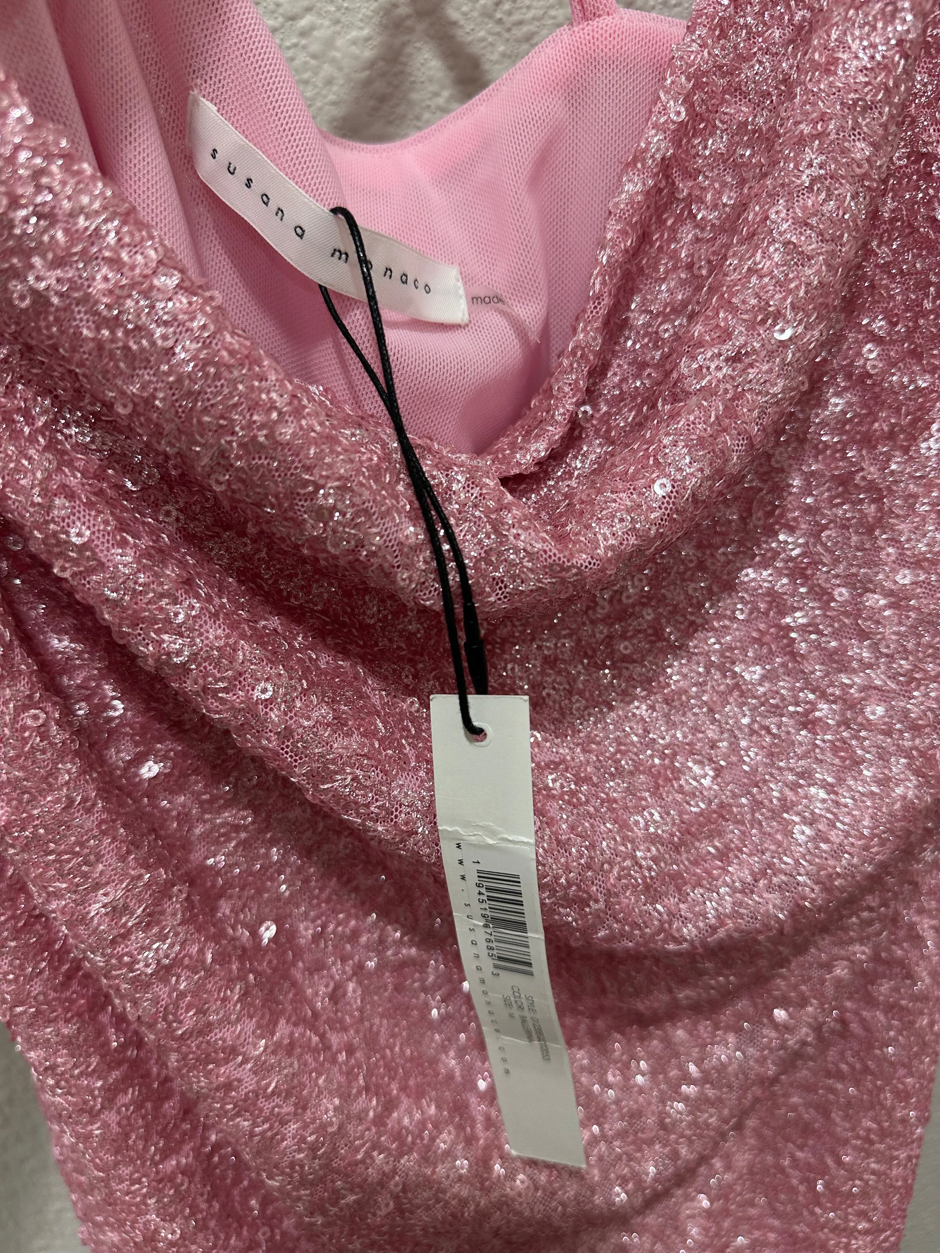 Susana Monaco Cowl Neck Sequin Ballerina Pink Mini Dress
