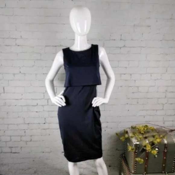 Susana Monaco Layered Top Sheath Dress Midnight
