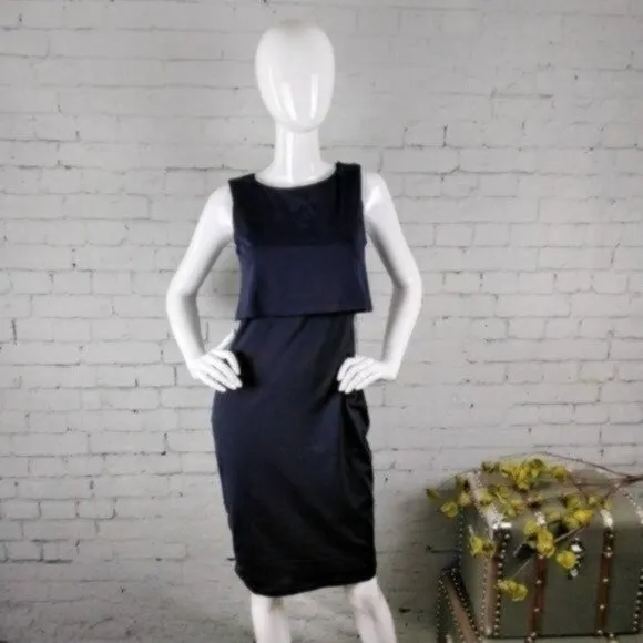 Susana Monaco Layered Top Sheath Dress Midnight