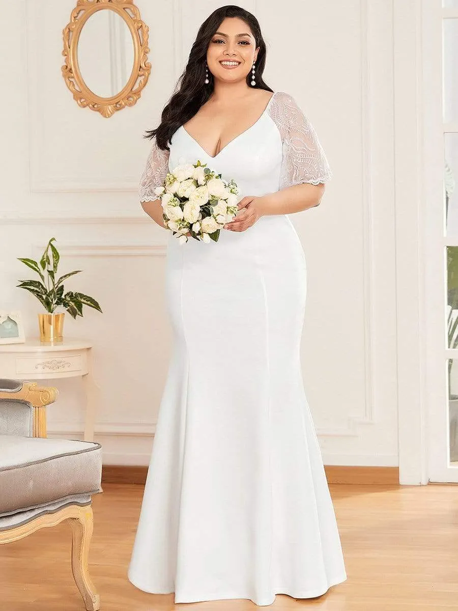 Suzanne lace sleeve v neck wedding dress in Ivory s28 Express NZ wide