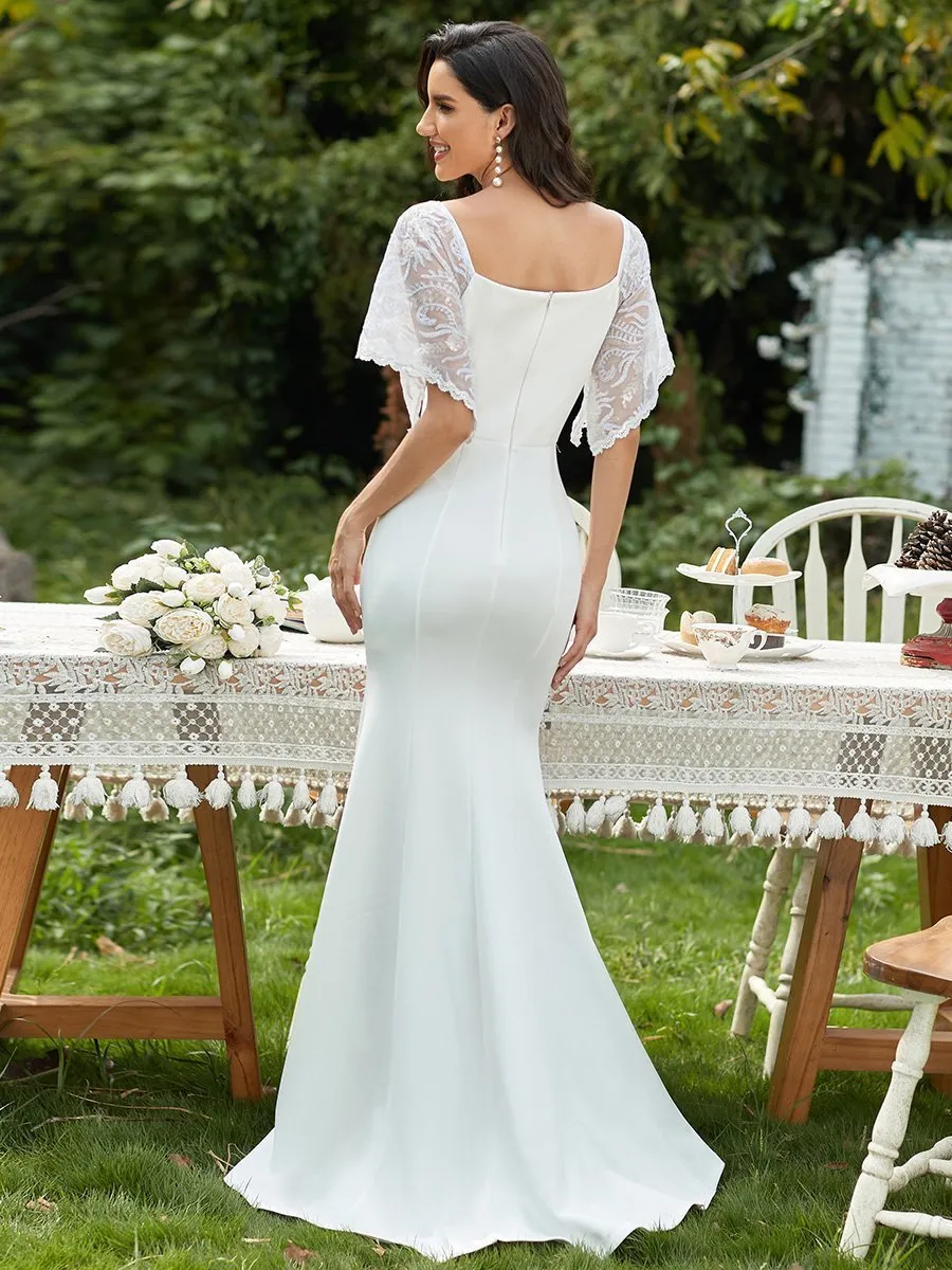 Suzanne lace sleeve v neck wedding dress in Ivory s28 Express NZ wide
