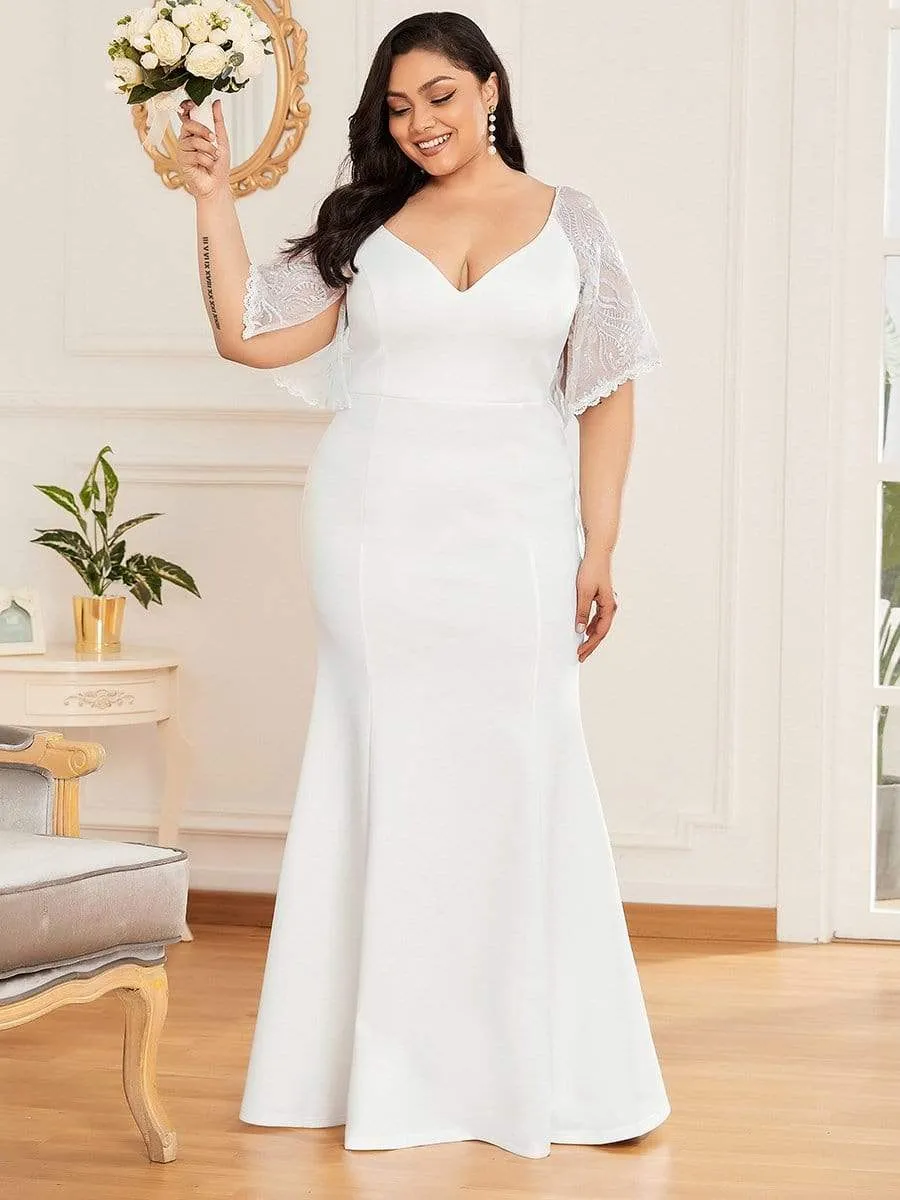 Suzanne lace sleeve v neck wedding dress in Ivory s28 Express NZ wide