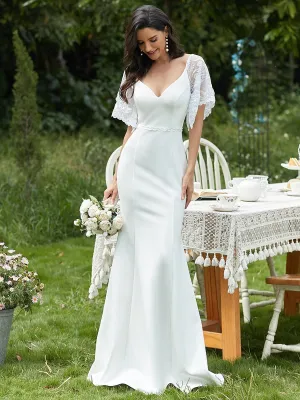 Suzanne lace sleeve v neck wedding dress in Ivory s28 Express NZ wide