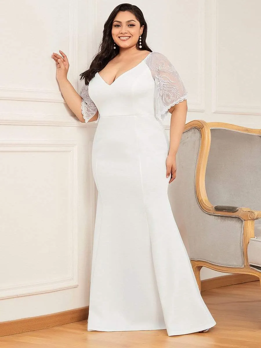 Suzanne lace sleeve v neck wedding dress in Ivory s28 Express NZ wide