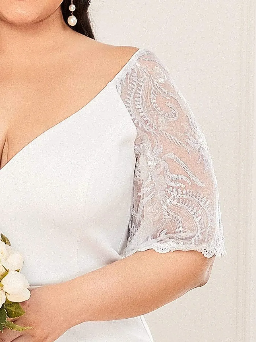 Suzanne lace sleeve v neck wedding dress in Ivory s28 Express NZ wide