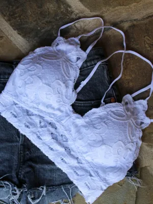 Sweet Like Lace Bralette, White
