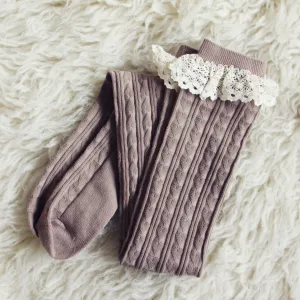 Sweetheart Lace Socks in Taupe