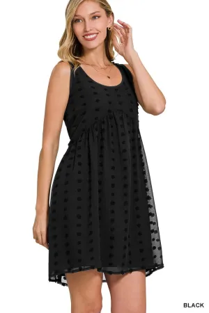 Swiss Dot Sleeveless Dress