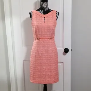 💎Tahari-Levine Studio💎 - Coral/White Sheath Dress w/Bamboo Detail