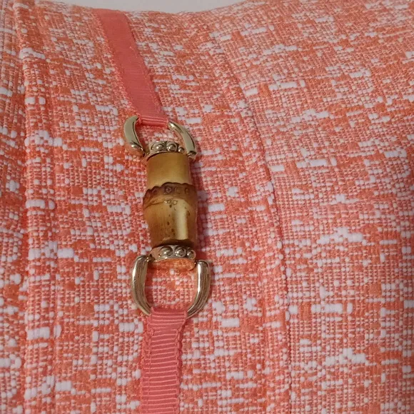 💎Tahari-Levine Studio💎 - Coral/White Sheath Dress w/Bamboo Detail