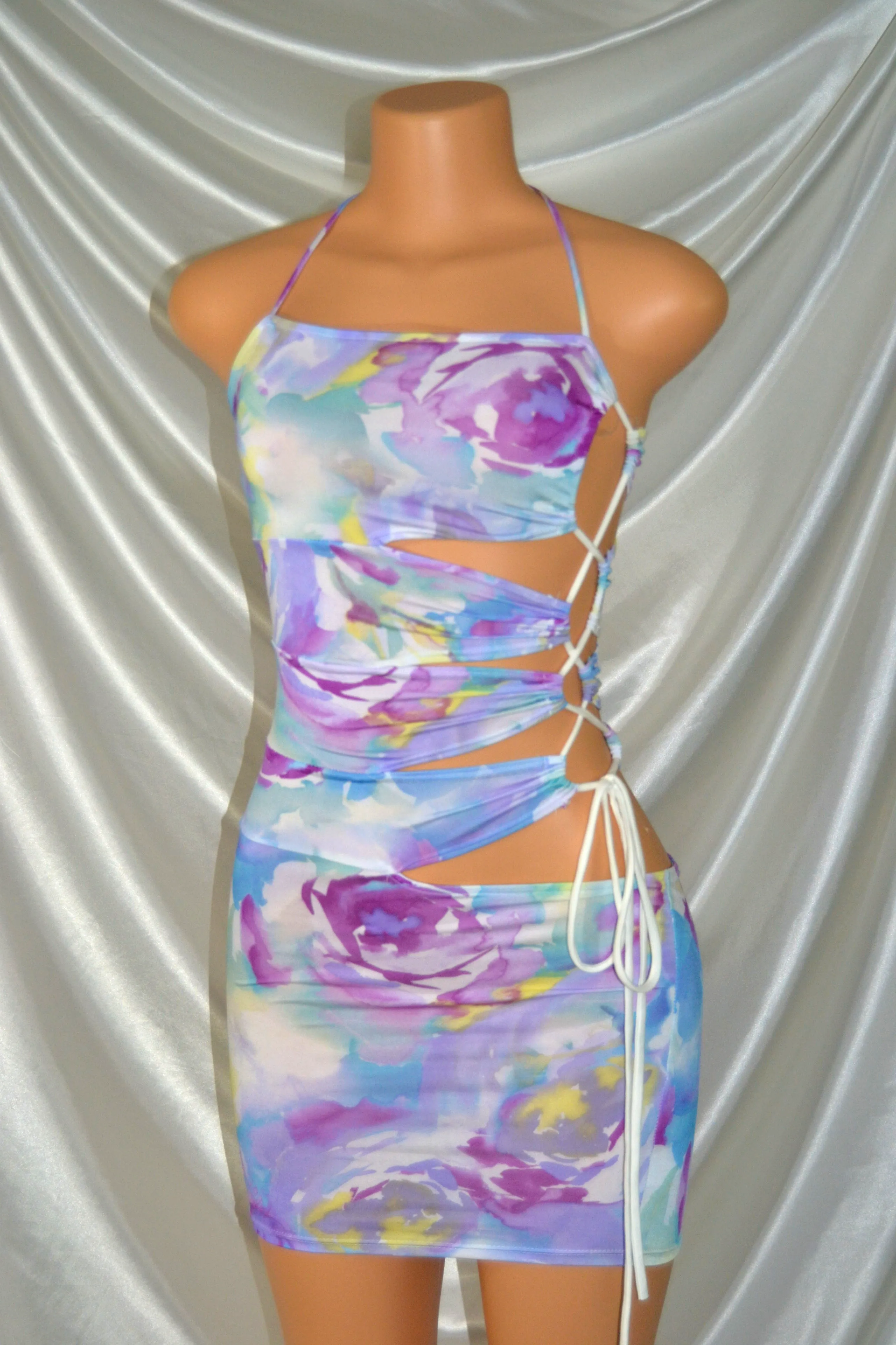 Tahiti Side Cutout Bodycon Dress - Floral