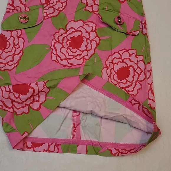 Talbots dress sheath floral pink green sleeveless 100% cotton