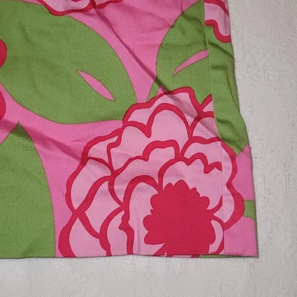 Talbots dress sheath floral pink green sleeveless 100% cotton