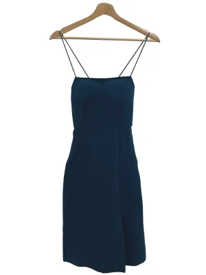 Teal Blue Spag Strap Mini Sheath Dress