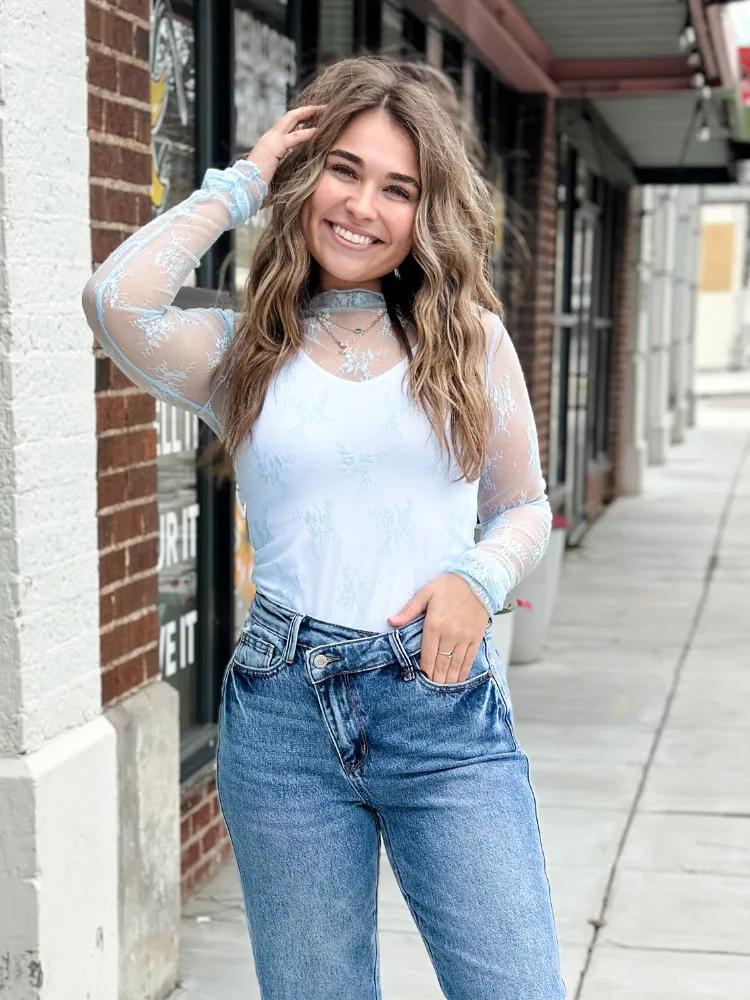 The Gentry Lace Top - Light Blue