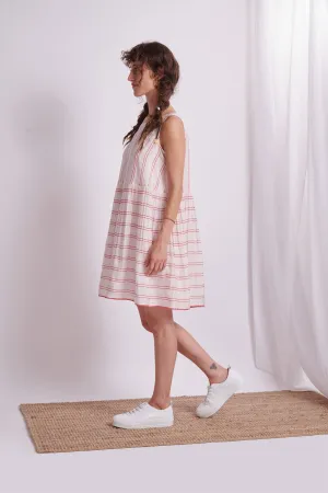 The Plavate I Novo Darino Sunday Everday Dress Silk Pink Red Stripes Daily Collection AW22-06