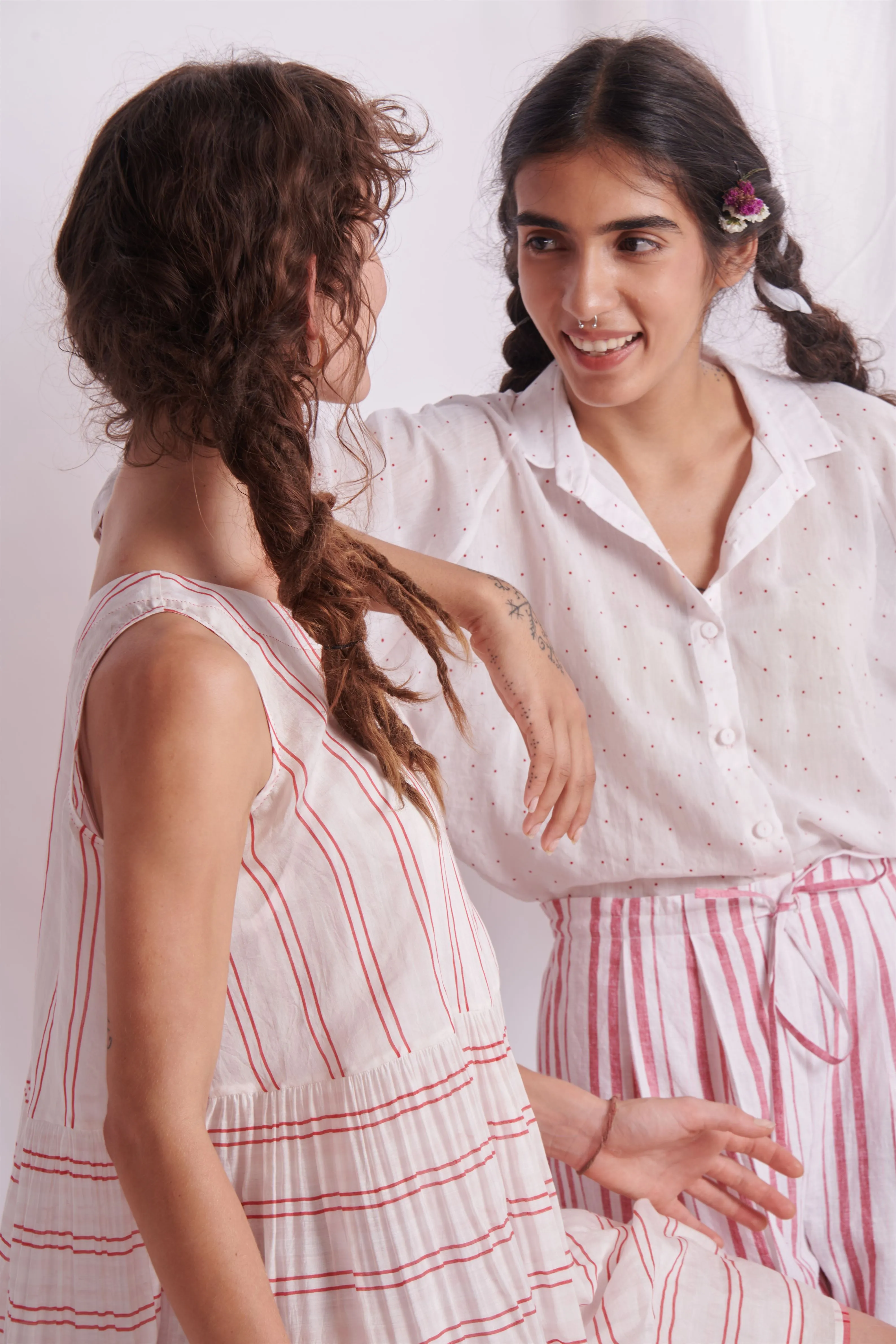 The Plavate I Novo Darino Sunday Everday Dress Silk Pink Red Stripes Daily Collection AW22-06