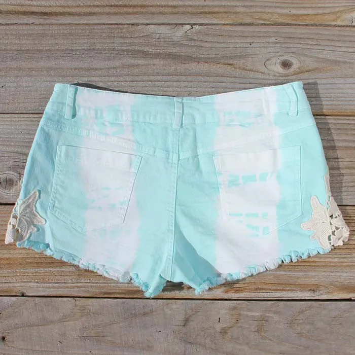 Tie Dye & Lace Shorts in Mint