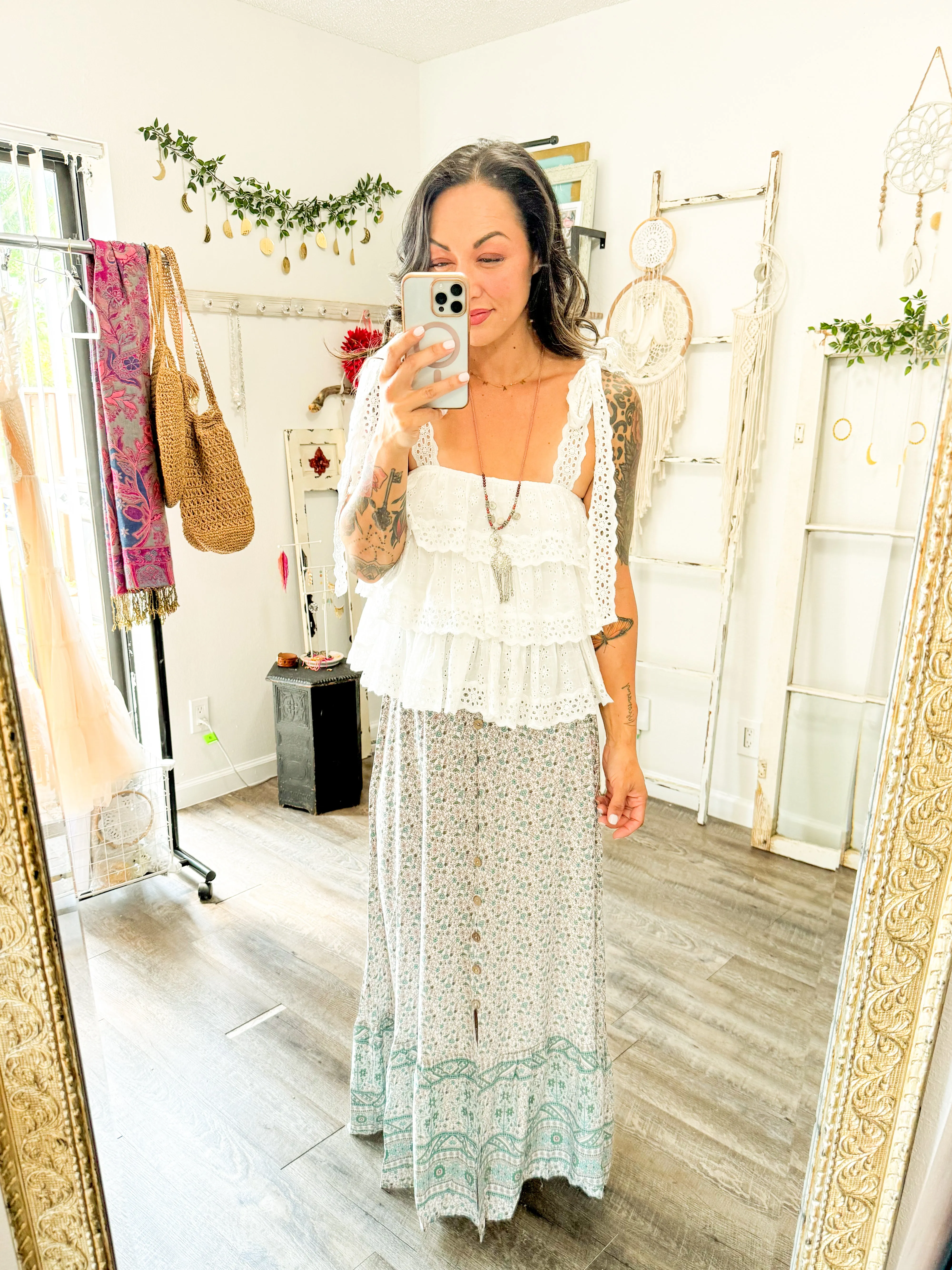 Tiered Eyelet Lace Top
