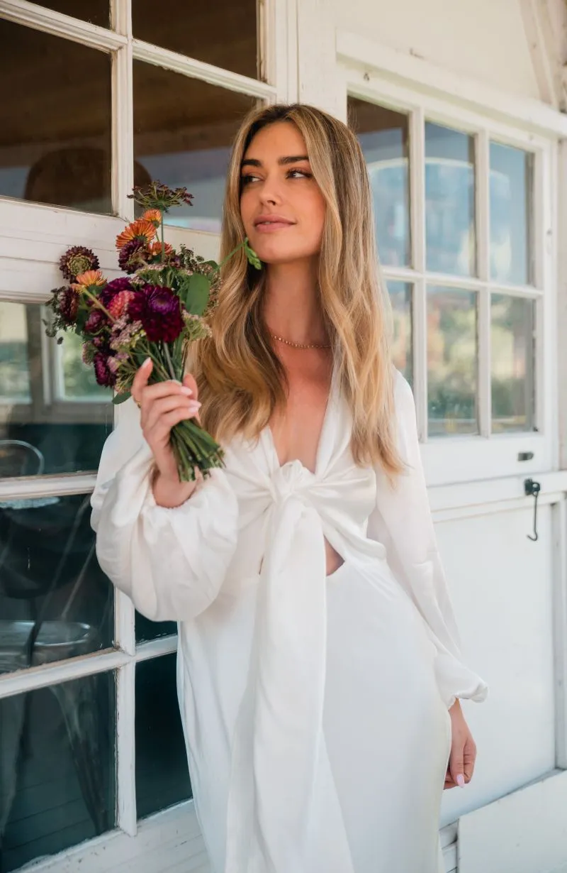 Tina Bridal Tie Front Midi Dress
