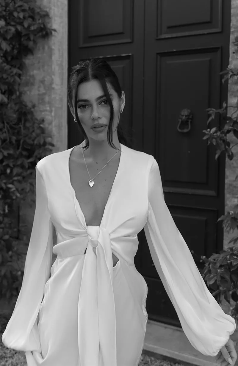Tina Bridal Tie Front Midi Dress