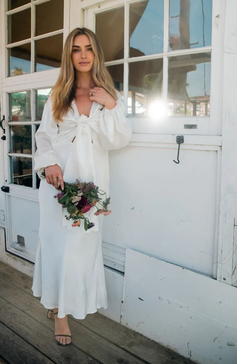 Tina Bridal Tie Front Midi Dress