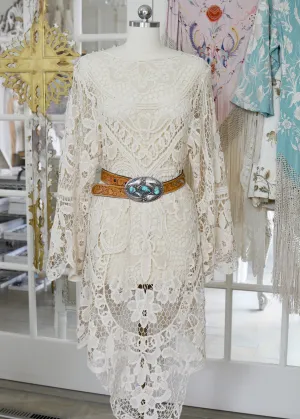Tish Antique Hand Crochet Venetian Lace Dress