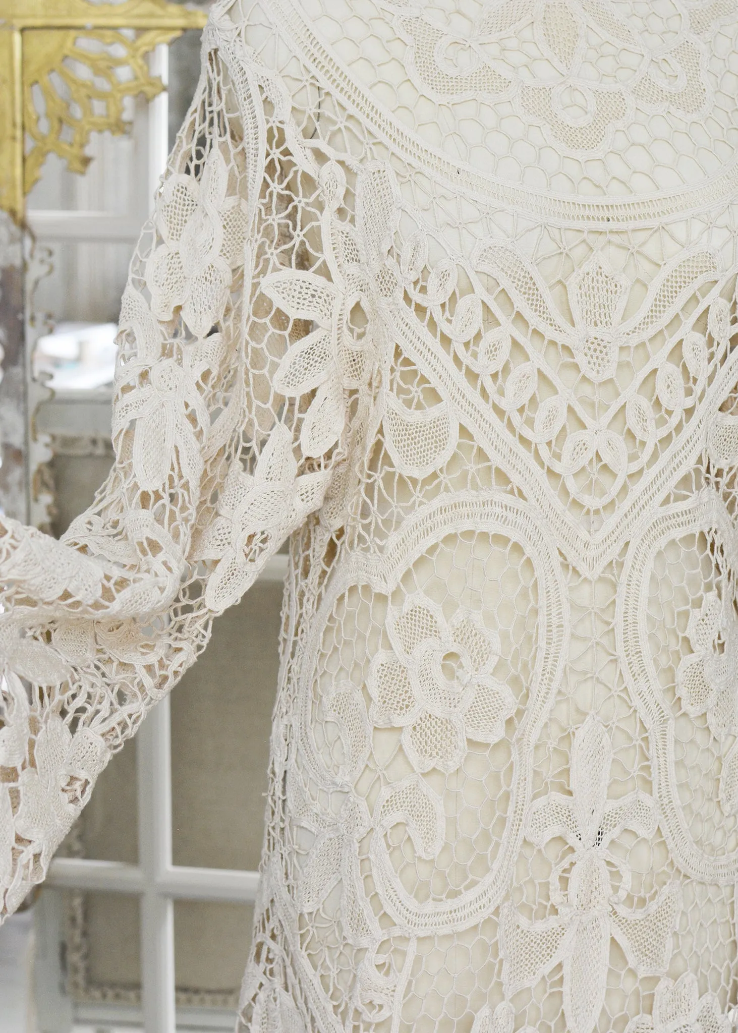 Tish Antique Hand Crochet Venetian Lace Dress