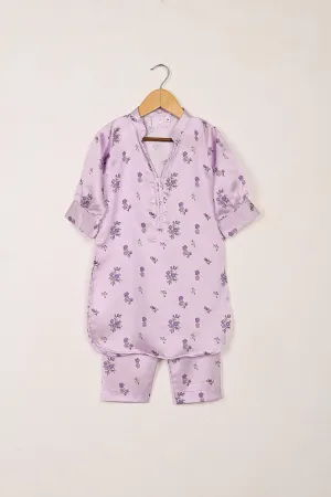 TKF-263-Purple - Kids 2Pc Digital Silk Co-Ord Set