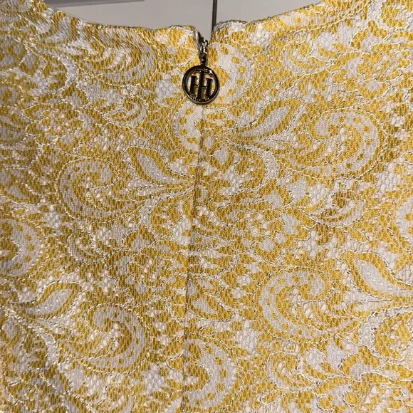 Tommy Hilfiger Dress  Fit and Flare size 10 cap sleeves daffodil with ivory lace
