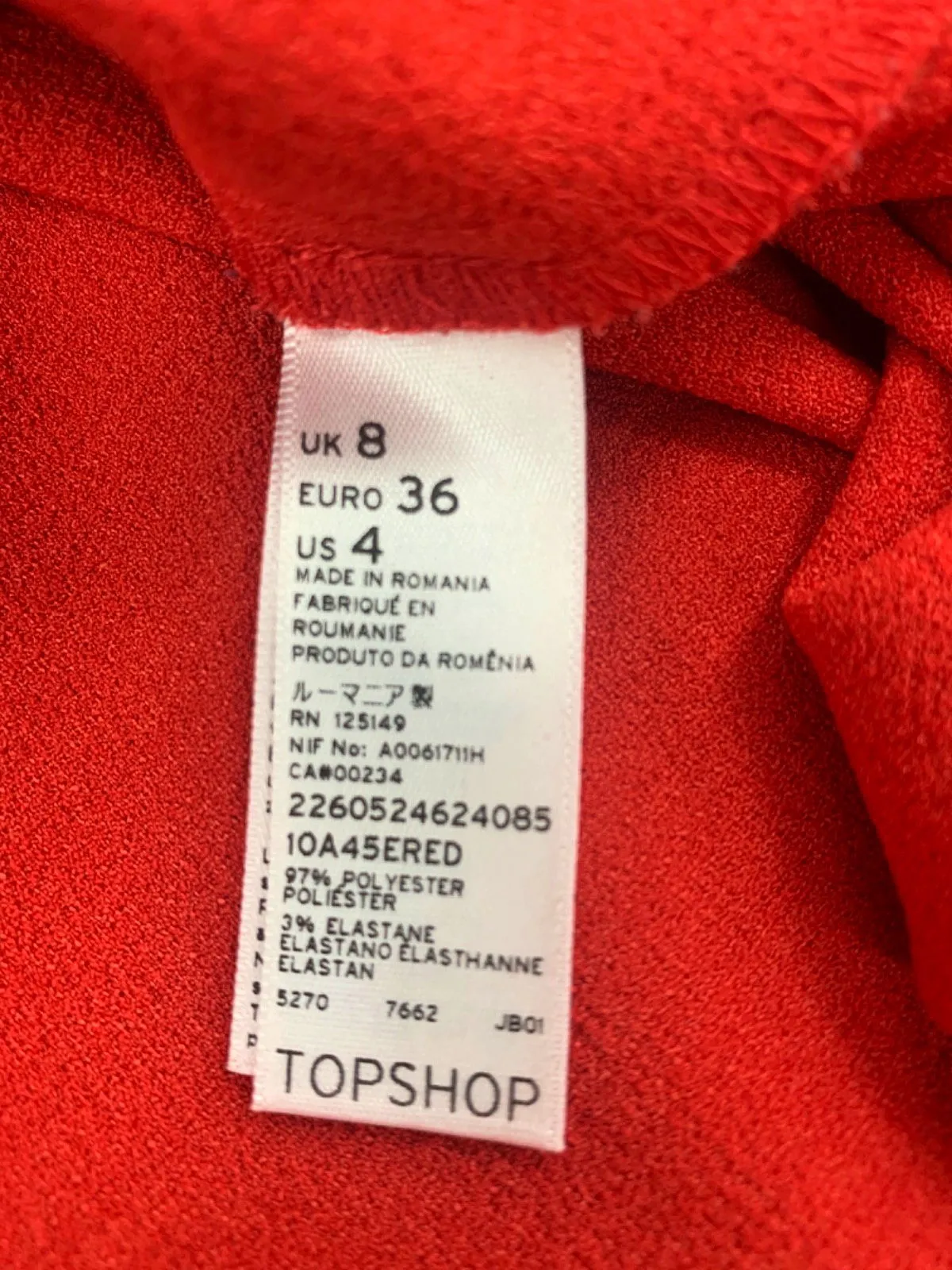 Topshop Red Skater Dress Size UK 8