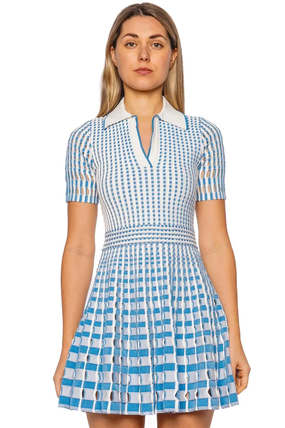 Tovi Gingham Knit Polo Mini Dress