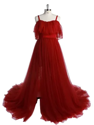 Tulle Off Shouder Strech Waist Maternity Gown For Photo shoot Yewen dress