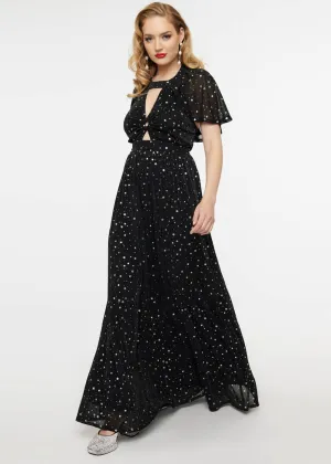 Unique Vintage Smak Parlour Shining Star Maxi Dress Black