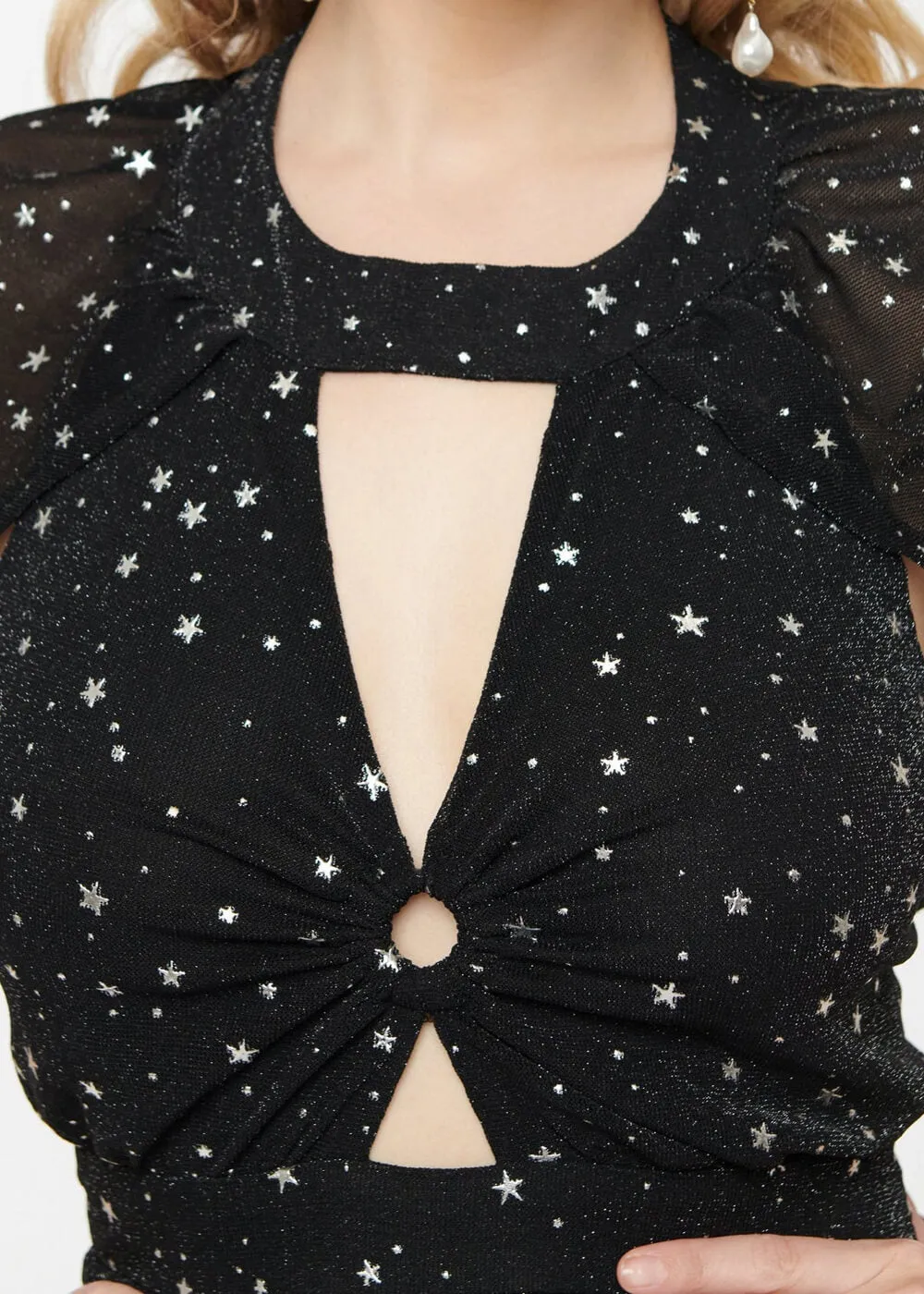 Unique Vintage Smak Parlour Shining Star Maxi Dress Black