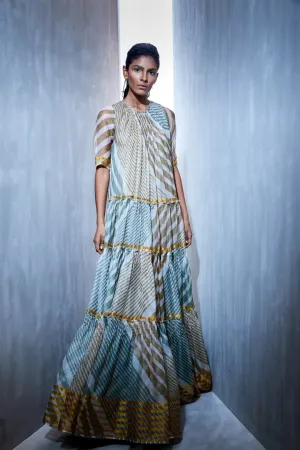 Urvashi Kaur   I   Block Printed Leheria Kota Silk Tent Dress