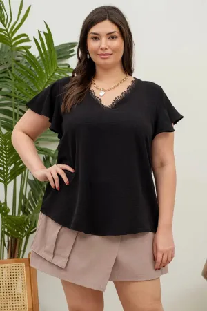 V-Neck Lace Top (PLUS)
