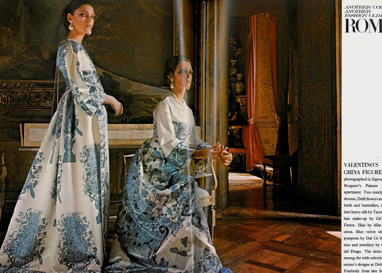 Valentino Fall 2013 by Maria Grazia Chiuri & Pierpaolo Piccioli Strapless Blue & White Dress - 14.5" W