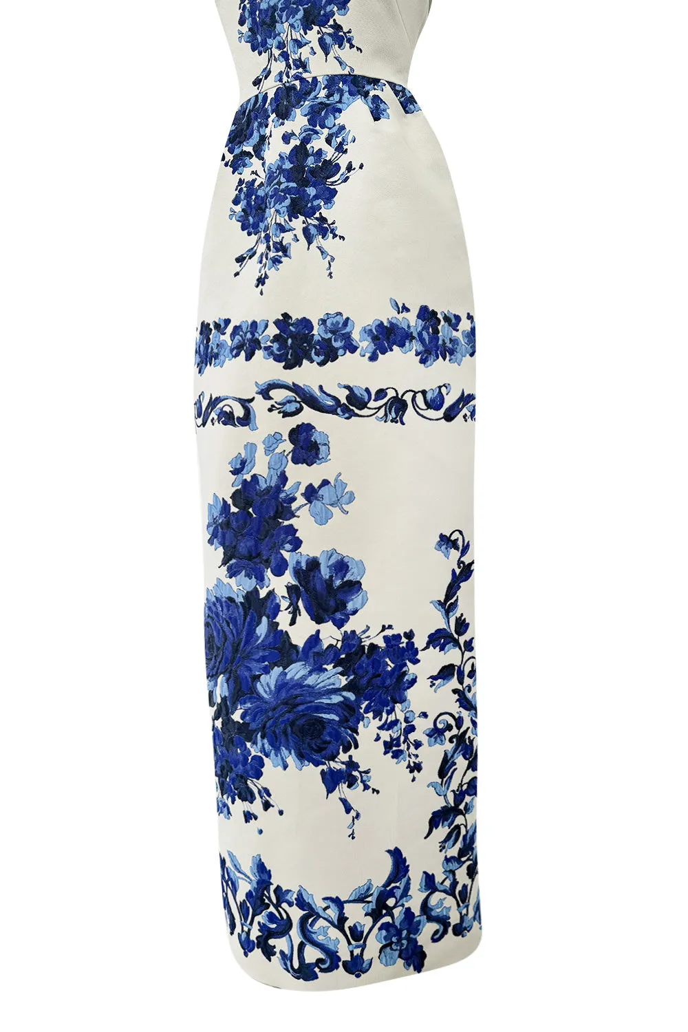 Valentino Fall 2013 by Maria Grazia Chiuri & Pierpaolo Piccioli Strapless Blue & White Dress - 14.5" W
