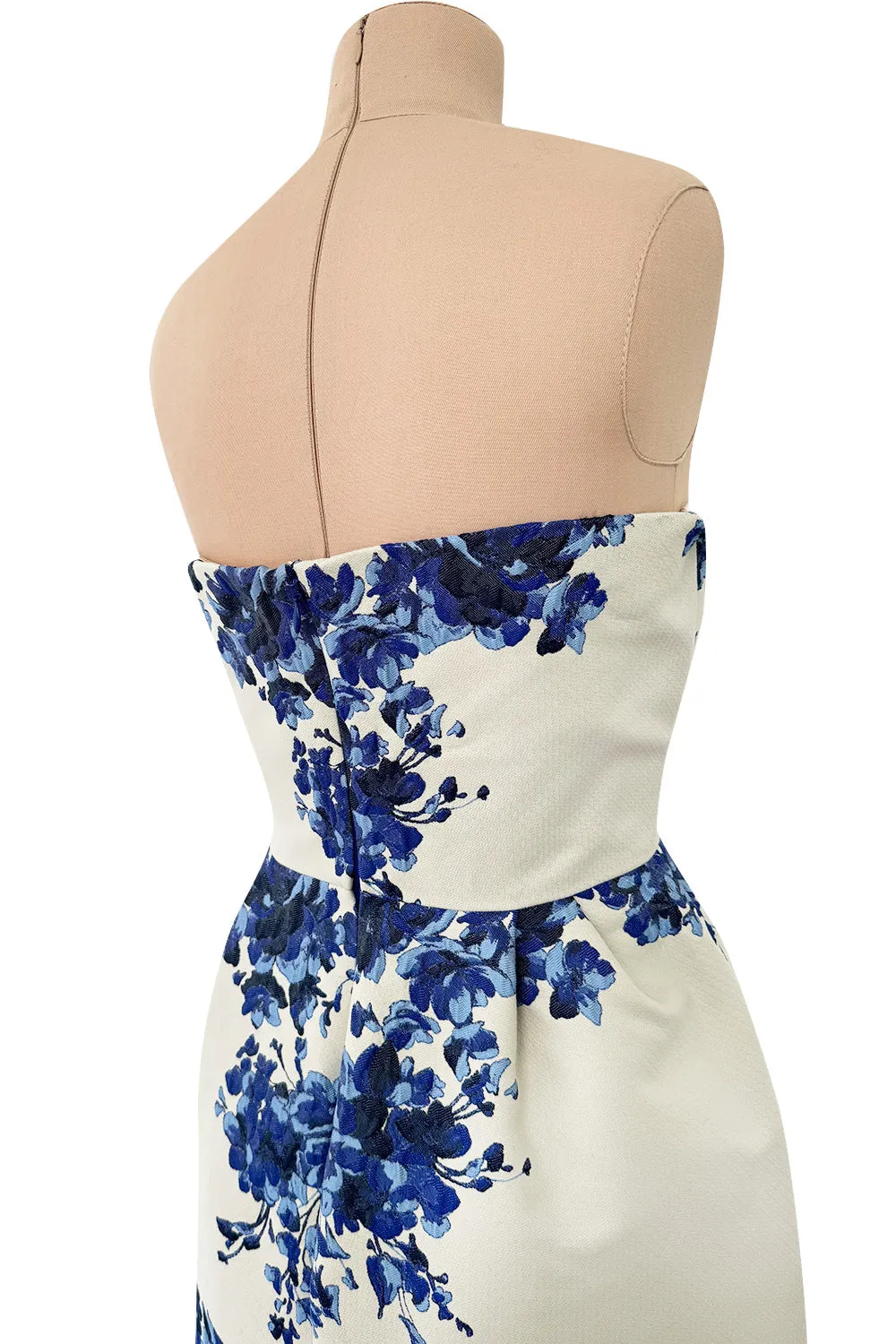Valentino Fall 2013 by Maria Grazia Chiuri & Pierpaolo Piccioli Strapless Blue & White Dress - 14.5" W