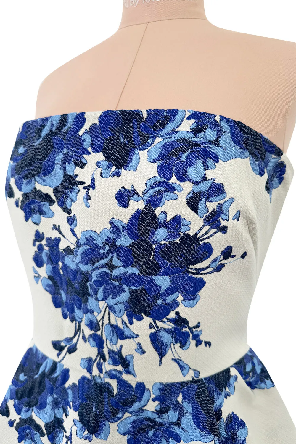 Valentino Fall 2013 by Maria Grazia Chiuri & Pierpaolo Piccioli Strapless Blue & White Dress - 14.5" W