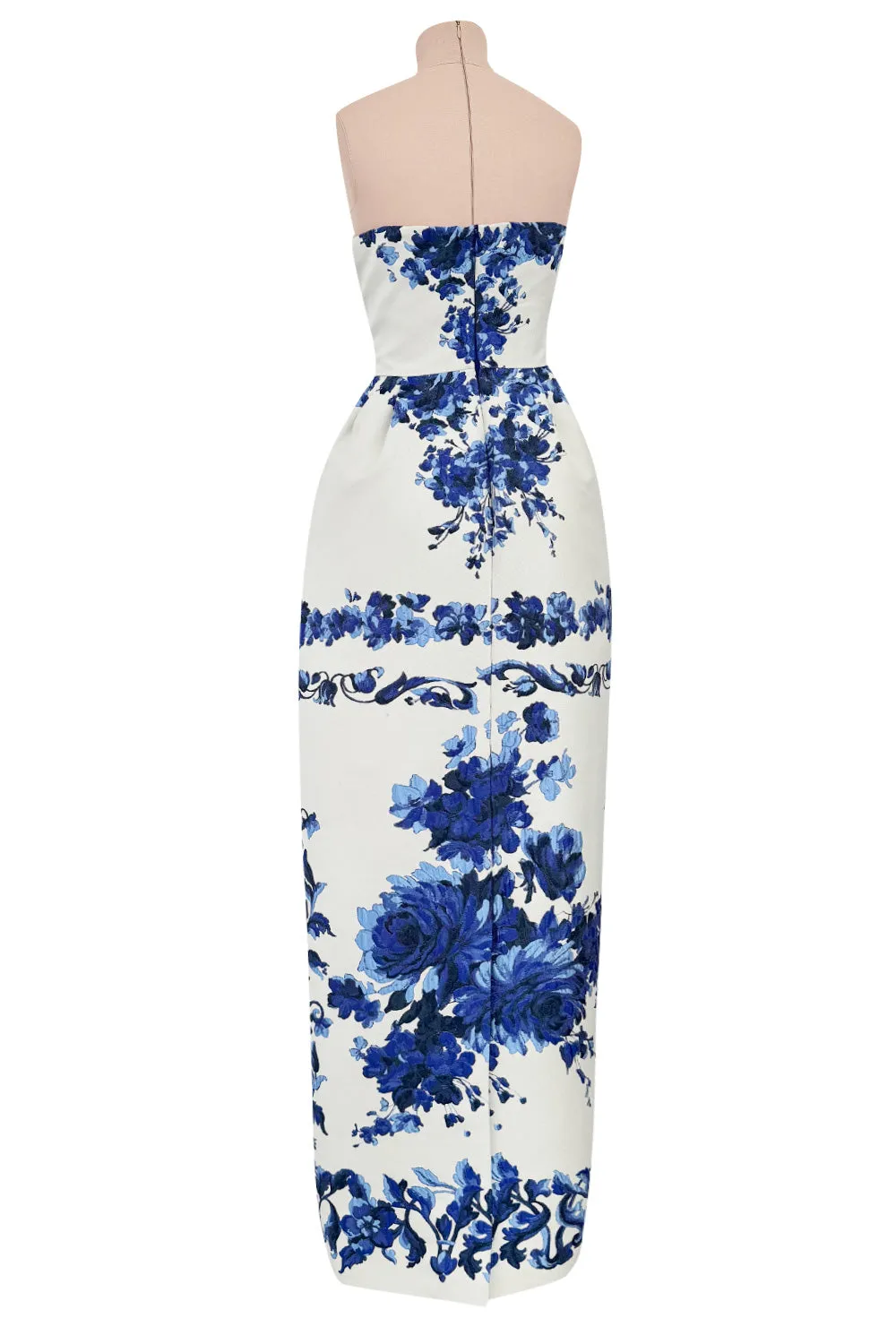 Valentino Fall 2013 by Maria Grazia Chiuri & Pierpaolo Piccioli Strapless Blue & White Dress - 14.5" W