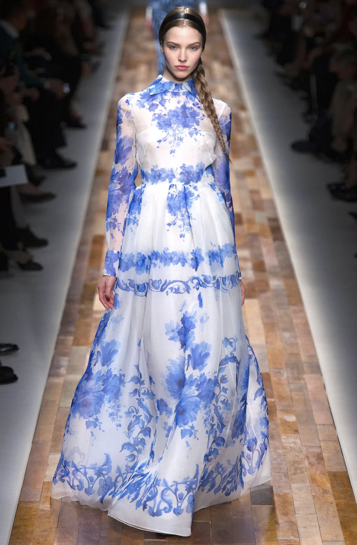 Valentino Fall 2013 by Maria Grazia Chiuri & Pierpaolo Piccioli Strapless Blue & White Dress - 14.5" W